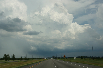 Approaching our storm from the north near Normal, Illinois.