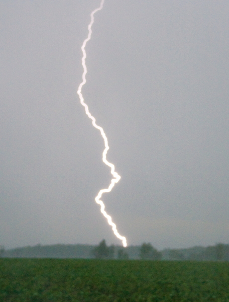 A lightning bolt strikes outside of Saint Johns, Michigan.